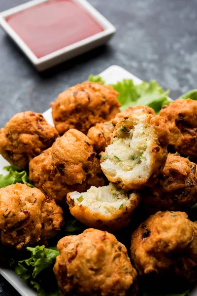 Rava Bhajj Oder Bhajiya Auch Bekannt Als Suji Pakoda Oder — Stockfoto