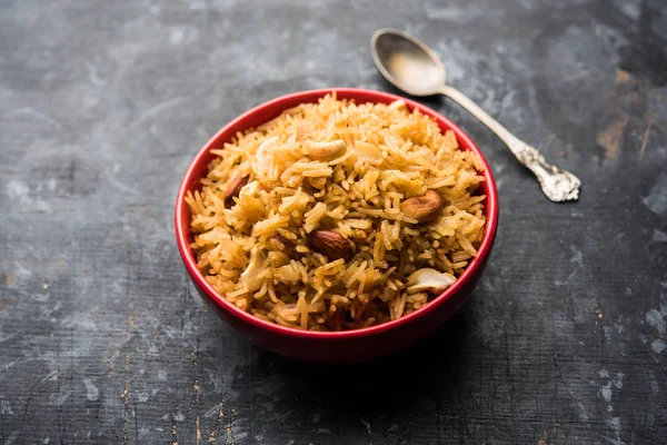 Riso Tradizionale Jaggery Gur Wale Chawal Hindi Servito Una Ciotola — Foto Stock