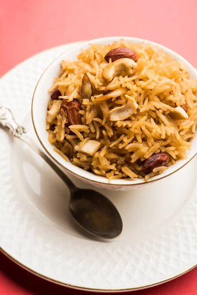 Riso Tradizionale Jaggery Gur Wale Chawal Hindi Servito Una Ciotola — Foto Stock