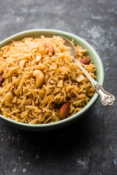 Traditioneller Jaggery Reis Oder Gur Wale Chawal Hindi Serviert Einer — Stockfoto