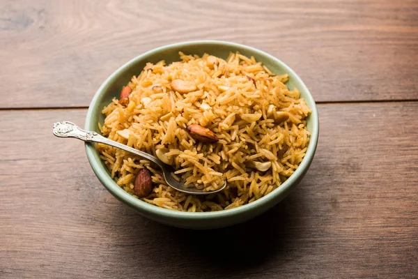 Riso Tradizionale Jaggery Gur Wale Chawal Hindi Servito Una Ciotola — Foto Stock