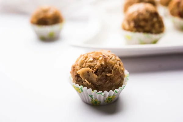 Överblivna Chapati Laddu Churma Laddoo Eller Policha Ladu Gjorts Med — Stockfoto