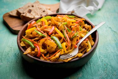 Leftover Chapati noodles also known as fodnichi holi or Upma is a great substitute for traditional unhealthy noodles for kids, selective focus clipart