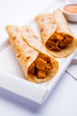 Peri peri paneer chapati frankie/wrap/roll, seçici odak