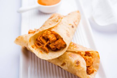 Peri peri paneer chapati frankie/wrap/roll, seçici odak