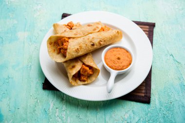 Peri peri paneer chapati frankie/wrap/roll, seçici odak