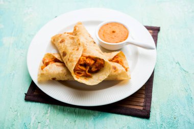 Peri peri paneer chapati frankie/wrap/roll, seçici odak