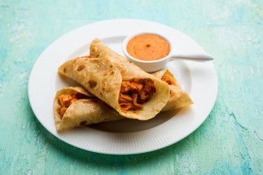 Peri peri paneer chapati frankie/wrap/roll, seçici odak