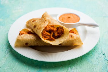 Peri peri paneer chapati frankie/wrap/roll, seçici odak