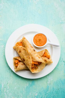 Peri peri paneer chapati frankie/wrap/roll, seçici odak
