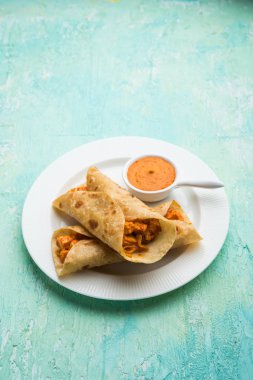 Peri peri paneer chapati frankie/wrap/roll, seçici odak