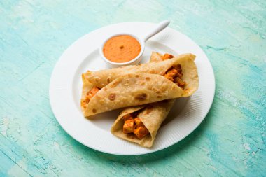 Peri peri paneer chapati frankie/wrap/roll, seçici odak