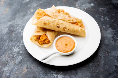 Peri peri paneer chapati frankie/wrap/roll, seçici odak