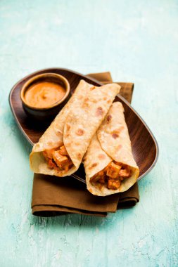 Peri peri paneer chapati frankie/wrap/roll, seçici odak