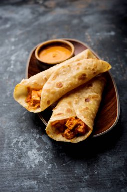 Peri peri paneer chapati frankie/wrap/roll, seçici odak