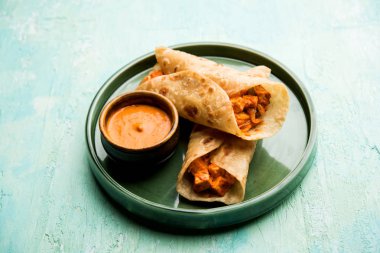 Peri peri paneer chapati frankie/wrap/roll, seçici odak