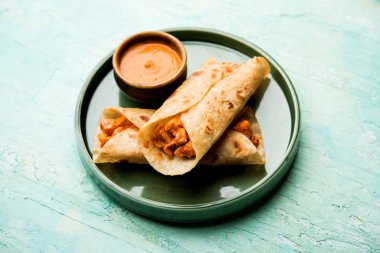 Peri peri paneer chapati frankie/wrap/roll, seçici odak