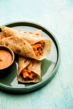 Peri peri paneer chapati frankie/wrap/roll, seçici odak