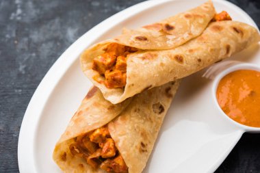 Peri peri paneer chapati frankie/wrap/roll, seçici odak