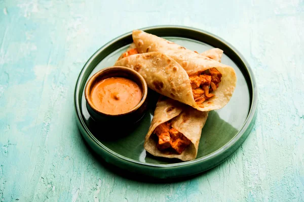 Peri peri paneer chapati frankie/wrap/roll, seçici odak