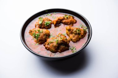 Lauki kofta Curry, bottel gourd veya Doodhi kullanılarak yapılmış, bir kase veya karahi hizmet vermektedir. seçici odak