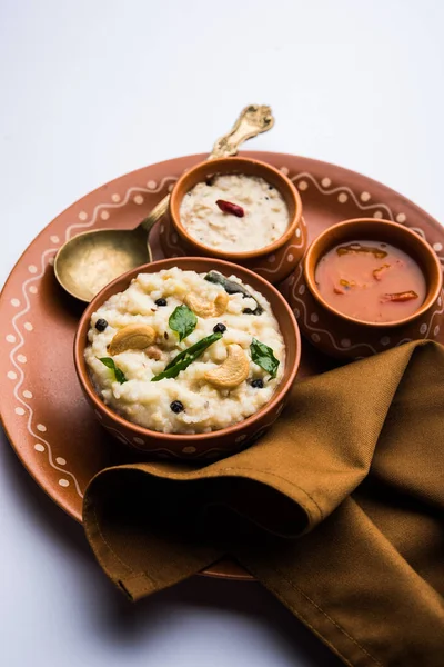 Receita Pongal Ven Uma Comida Popular Sul Índia Preparada Com — Fotografia de Stock