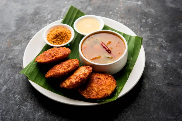 Podi Idli Quick Easy Snack Made Leftover Idly Served Sambar — Stock Photo, Image