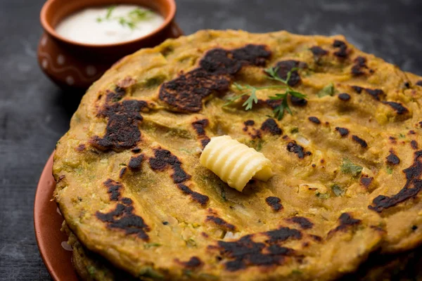 Thalip Hindistan Maharashtra Popüler Tuzlu Multi Grain Pancake Bir Türüdür — Stok fotoğraf