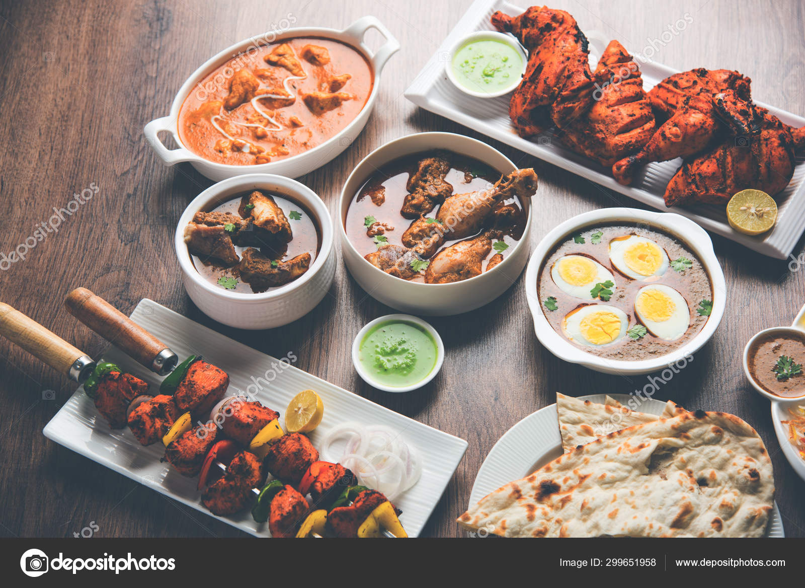 Assorted Indian Non Vegetarian Food Recipe Served Group Includes Chicken Stock Photo By