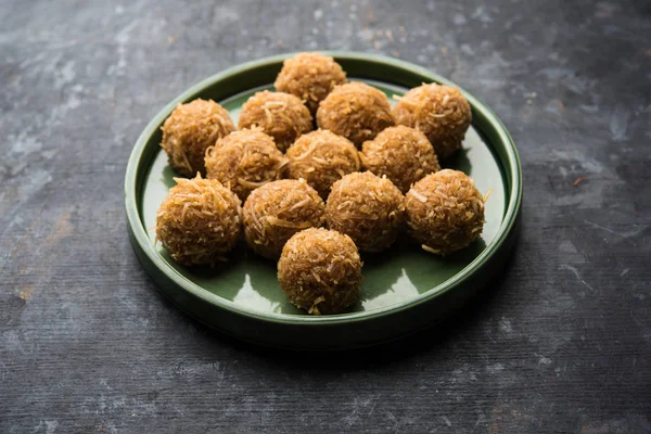 Jaggery Coconut Laddoo Nariyal Gur Laddu Indian Sweet Food Festivals — Stock Photo, Image