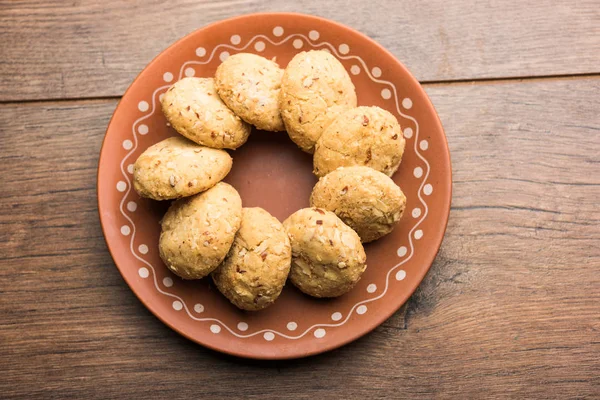 Nan Khatai Nankhatai Authentic Indian Sweet Savory Eggless Cookie Loaded — Stock Photo, Image