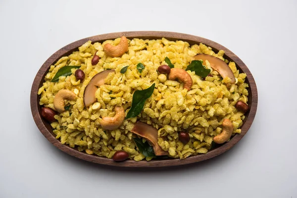 Jada Poha Namkeen Chivda Thick Pohe Chiwda Ist Ein Glas — Stockfoto