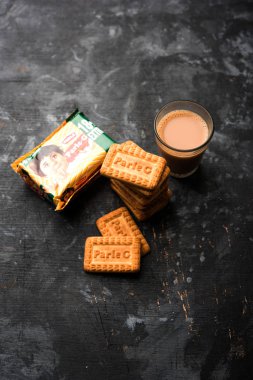 Nagpur, Hindistan - 13 Eylül 2019: Hindistan'da Chai-bisküvi olarak bilinen Parle G Bisküvi - editoryal kullanım