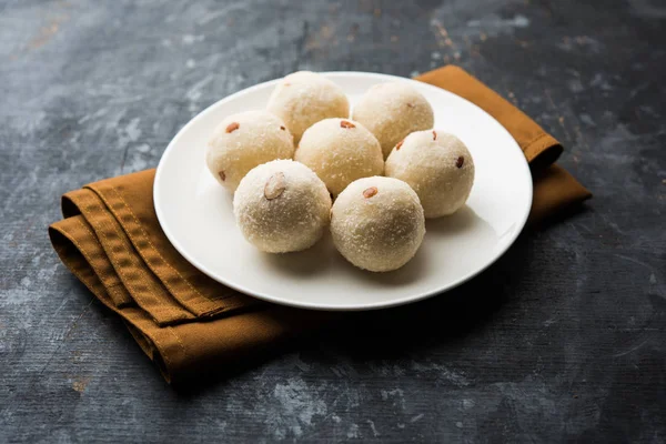 Semolina Rawa Rava Laddu Laddoo Ladu Laddu Prato Doce Popular — Fotografia de Stock