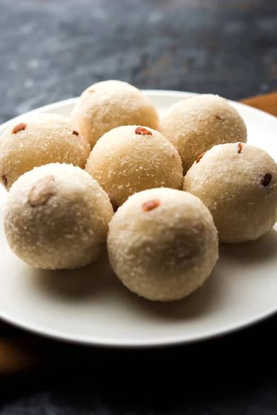 Rava Laddu Semolina Laddoo Rawa Ladu Prato Doce Popular Maharashtra — Fotografia de Stock