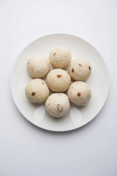 Rava Laddu Nebo Semolina Laddoo Nebo Rawa Ladu Oblíbený Sladký — Stock fotografie