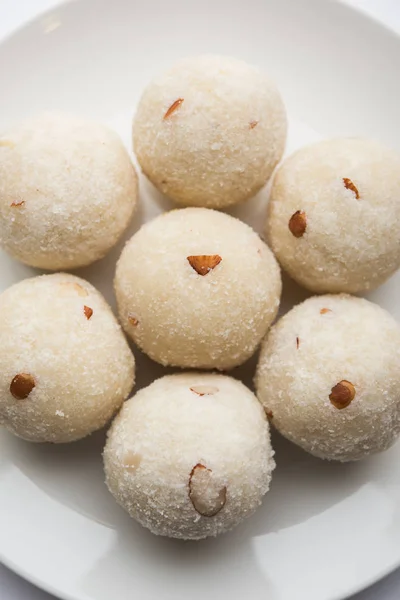 Rava Laddu Semolina Laddoo Rawa Ladu Een Populair Zoet Gerecht — Stockfoto