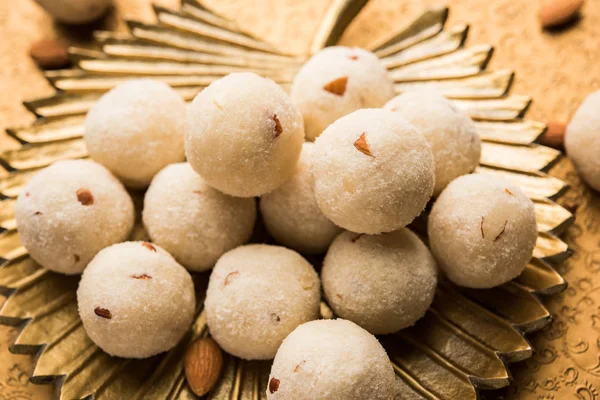 Rava Laddu Semolina Laddoo Rawa Ladu Prato Doce Popular Maharashtra — Fotografia de Stock