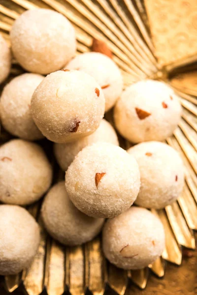 Rava Laddu Vagy Semolina Laddoo Vagy Rawa Ladu Népszerű Édes — Stock Fotó