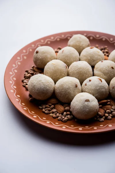 Semolina Rawa Rava Laddu Vagy Laddoo Vagy Ladu Laddu Népszerű — Stock Fotó