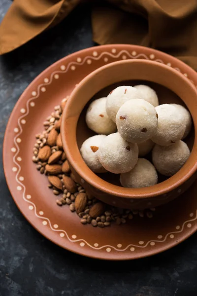 Semolina Rawa Rava Laddu Lub Laddoo Lub Ladu Laddu Popularny — Zdjęcie stockowe