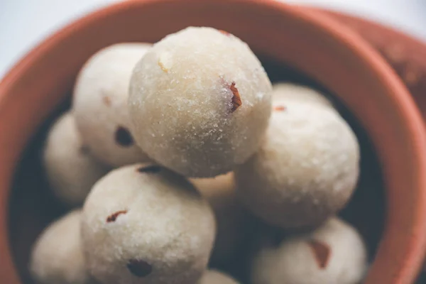 Semolina Rawa Rava Laddu Lub Laddoo Lub Ladu Laddu Popularny — Zdjęcie stockowe