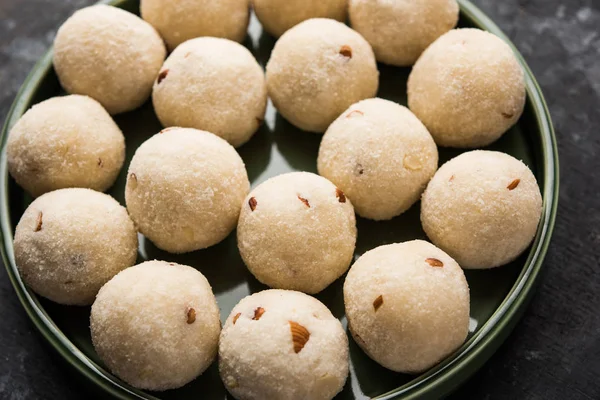 Semolina Rawa Rava Laddu Laddoo Ladu Laddu Prato Doce Popular — Fotografia de Stock