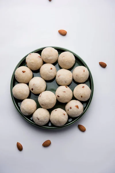 Semolina Rawa Rava Laddu Laddoo Ladu Laddu Prato Doce Popular — Fotografia de Stock