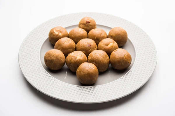 Churma Ladoo Atta Laddoo Farinha Trigo Laddu Feita Com Ghee — Fotografia de Stock