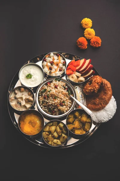 Navratri Upwas Thali / Fasting food platter, selective focus