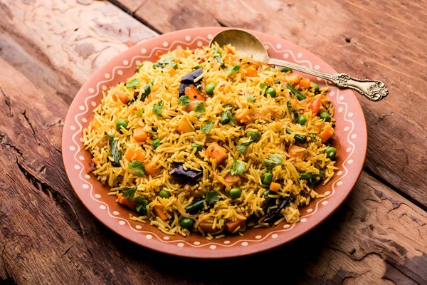 Tawa Pulao Pulav Pilaf Pilau Alimento Callejero Indio Elaborado Con — Foto de Stock