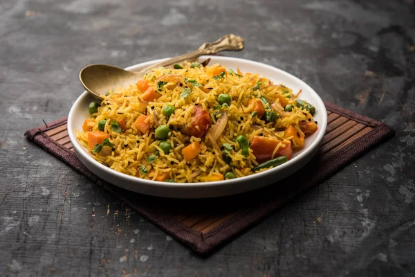 Tawa Pulao Pulav Pilaf Pilau Alimento Callejero Indio Elaborado Con — Foto de Stock