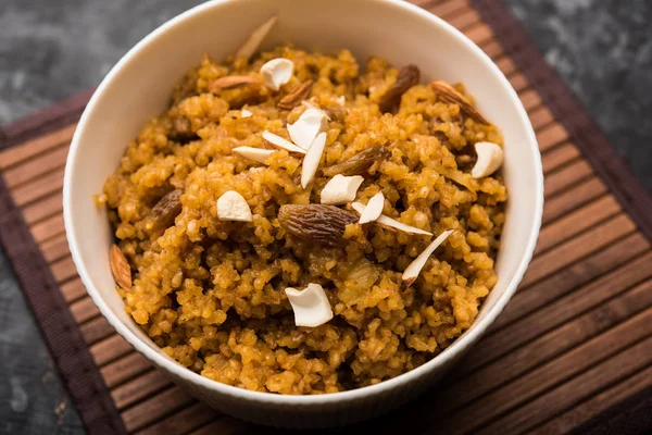 Weizen Laapsi Lapsi Shira Halwa Ist Ein Indisches Süßes Gericht — Stockfoto