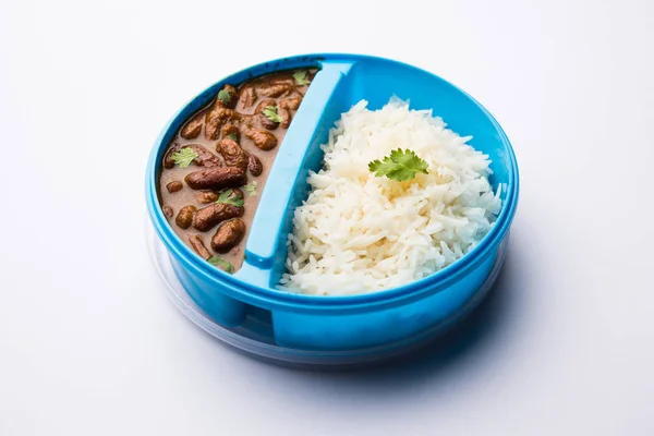 Rajmah Razma Chawal Tiffin Lunch Box Selective Focus — Stock Photo, Image